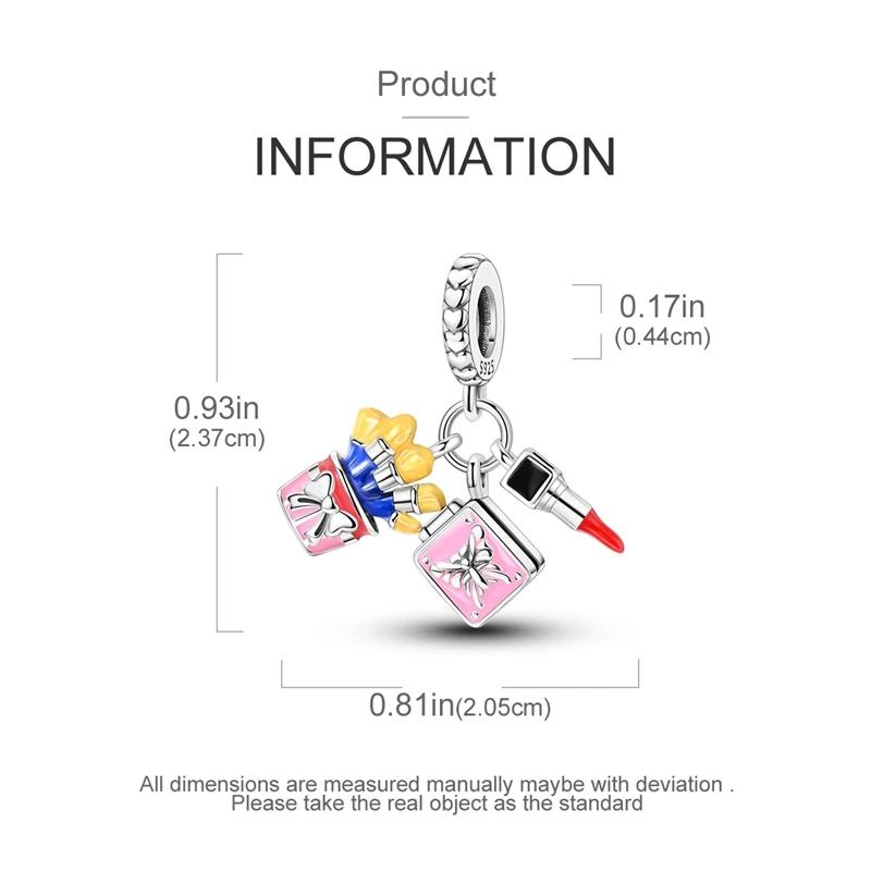 Genuine Charm Copper Creative Cosmetic Lipstick Bead Fits Charm Plata Bracelet For Women Women Jewellery Crafting DoItYourself