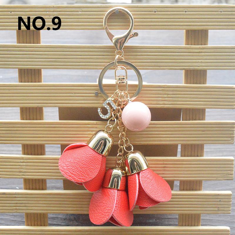 Buy 1PC Handbag PU Leather Keychain Women Rose Key Buckle Tassel Gift ...