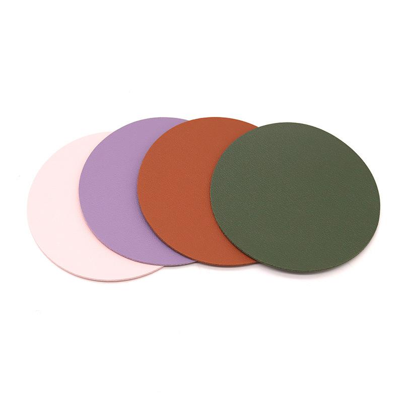 Simple Heat Insulation High Temperature Anti-perm PU Mat Dining Table Cup Pad Round Table Coaster For Glasses Geometric Coasters