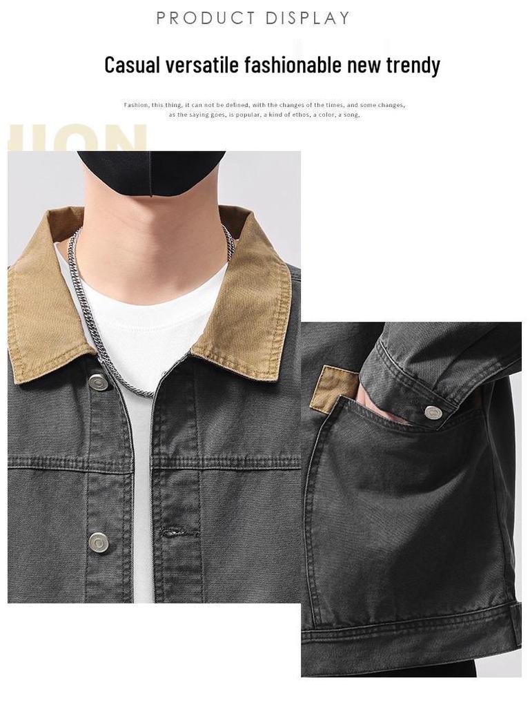 Men's High-End Japanese Retro Workwear Patchwork Jacket - Spring/Autumn 2025 Trend