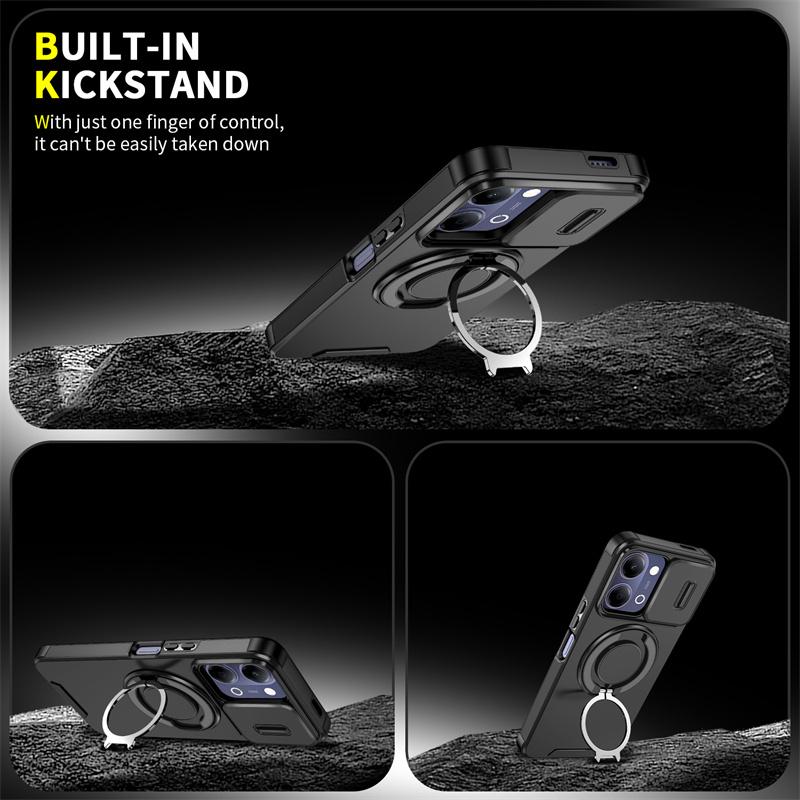 Slide Camera Protect Cover For Vivo Y05 Y11D 4G Y21D Y31 Y31D Y500i Case Magnetic Ring Holder Shockproof Armor Phone Cases Coque