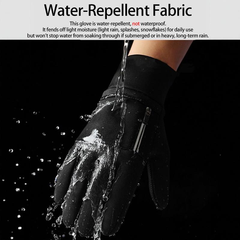 Winter Cycling Gloves Windproof Men Women Touchscreen Warm Gloves Motorcycle Water-Repellent Zipper Pocket Fingertip Flip Gloves