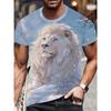 3D Plus Size Men's Lion Print T-shirt Summer Short Sleeve Crew Neck Tees Top Casual Men's Clothing Oversized Outdoor Pullover