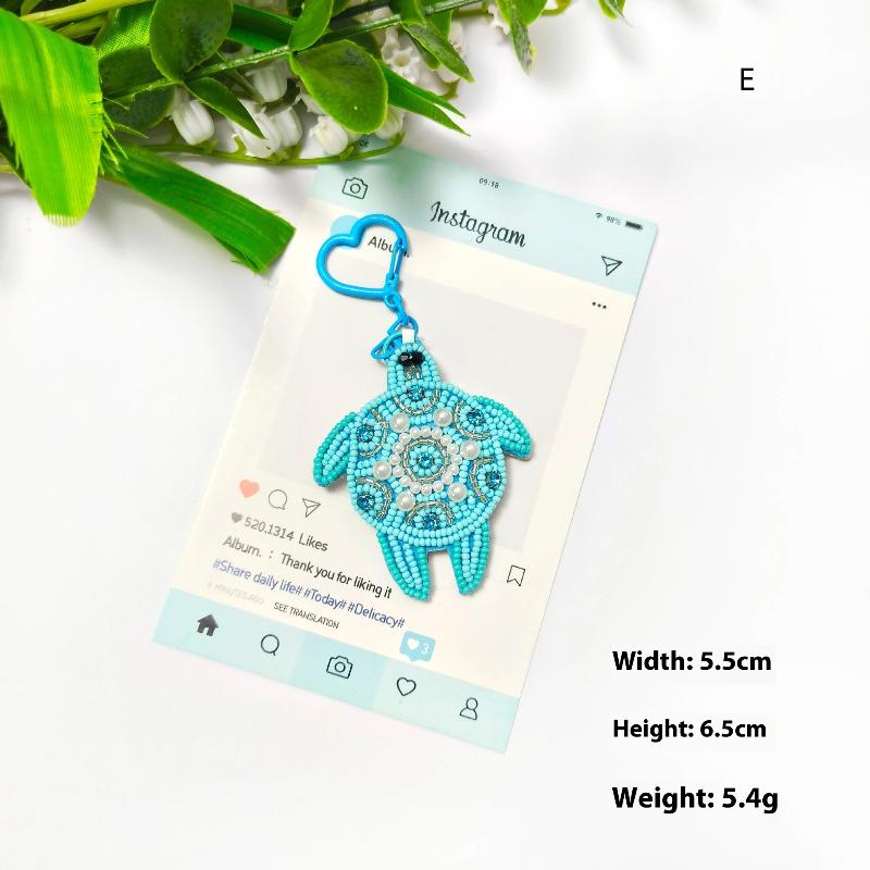 Rhinestone Beaded Bag Pendant Cute Handmade Beaded Keychain Creative Starfish Shell Dolphin Turtle Bag Accessories Diy Pendant