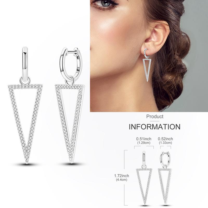 925 Silver Hoop Earring Moon Sun Earring Pendent Zircon Heart Shape Star Eardrop For Women Girl Making Jewelry