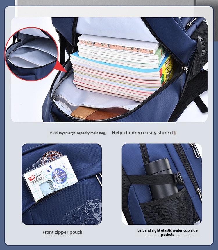 2024 Multi-Compartment Backpack for Boys: Grades 1-9, Large Capacity, Ergonomic Design