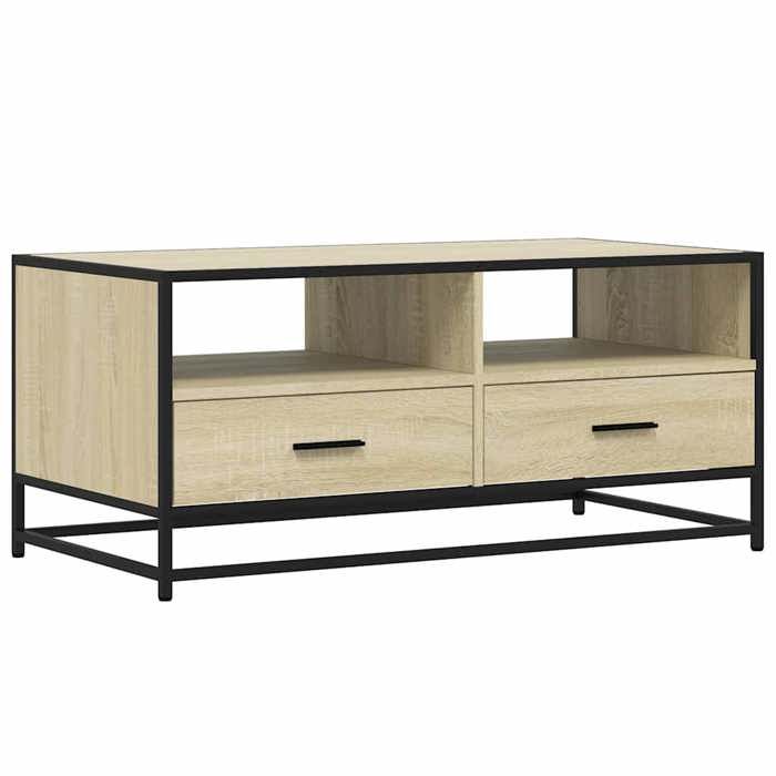 VidaXL Coffee Table Sonoma Oak 100x50x45cm Engineered Wood and Metal 848785