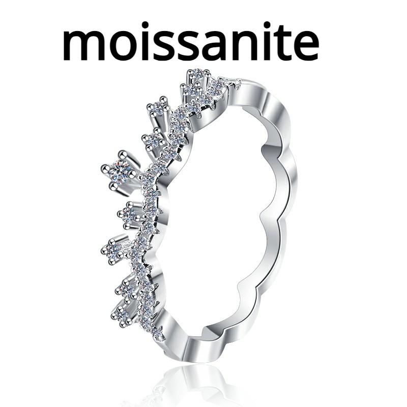 S925 Sterling Silber Ring für Frauen gestapelte Krone Modeschmuck Moissanit Ring Verlobungsring Diamantring Ehering Geschenk für Freundin