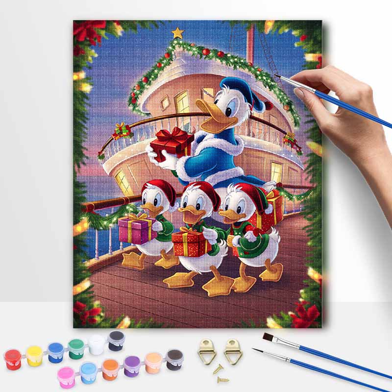 Disney Oil Painting DIY Digital Painting Donald Duck Christmas Gifts HandPainted Wall Art for Living Room and Entryway.