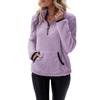 European and American Women's Semi-High Neck Zipper Pocket Plush Sweatshirt - Autumn/Winter 2025