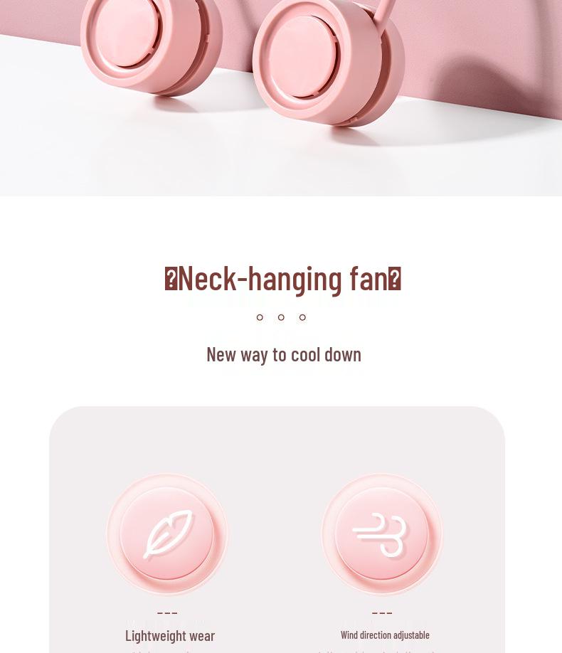 USB Rechargeable Foldable Bladeless Neck Fan - Portable, Silent, and Safe