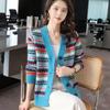 Striped Cashmere Cardigan Women's V-neck Casual Thick New Spring New Retro Jacquard Wool Sweater Knitted JSweater Jacket