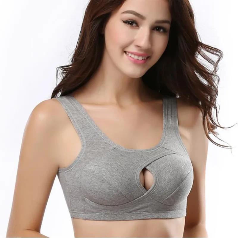 Women's Plus Size Non-steel Ring Beautiful Back Gather Anti-sagging Underwear Cotton Sports Sleep Bra Sexy Hollow Out Design