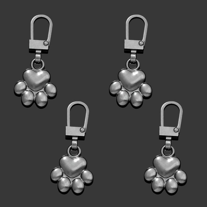 4/5pcs Cat Paw Metal Zipper Pulls Detachable for Clothes Bags Jackets Replacement Accessories Zipper Pulls Pendant Repair Tool