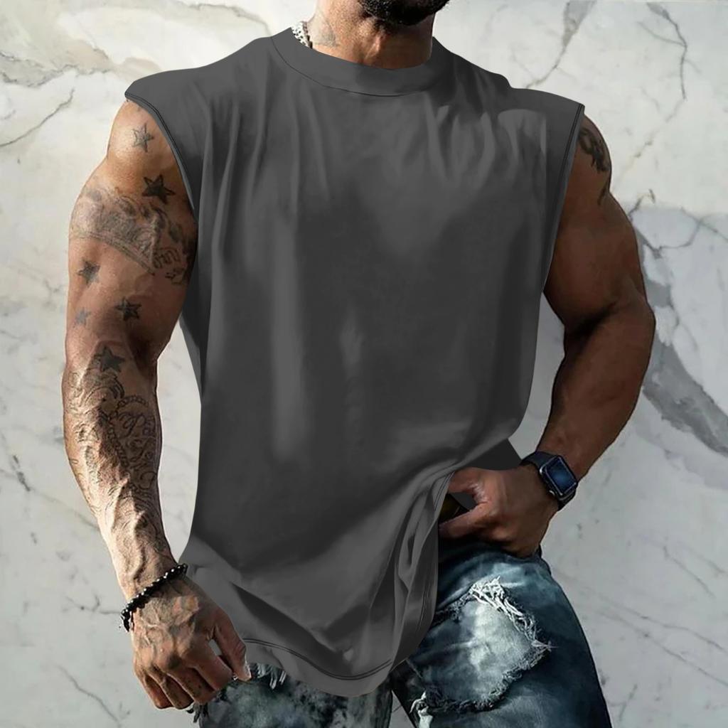 Men Sleeveless Tank Top Muscle Shirt Loose Fit Basic Solid Color Casual Summer Workout Vest for Daily Use