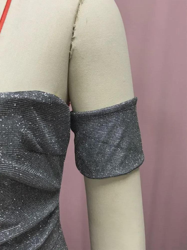 Abito Tubolare con Spacco e Paillettes Donna Stile Europeo Americano Elegante