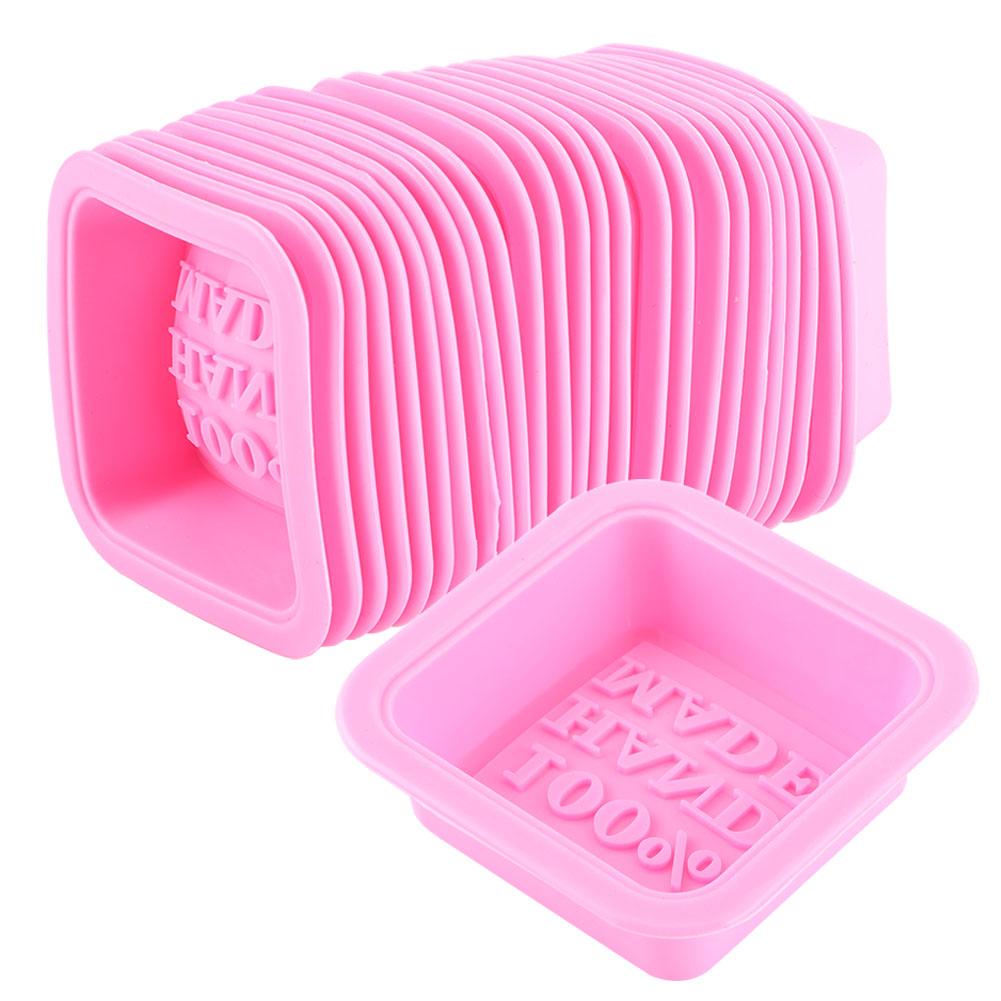 25PCS DIY Handmade Silicone Soap Mold Multifunction Candle Molds Cake Making Baking Mould(Pink )