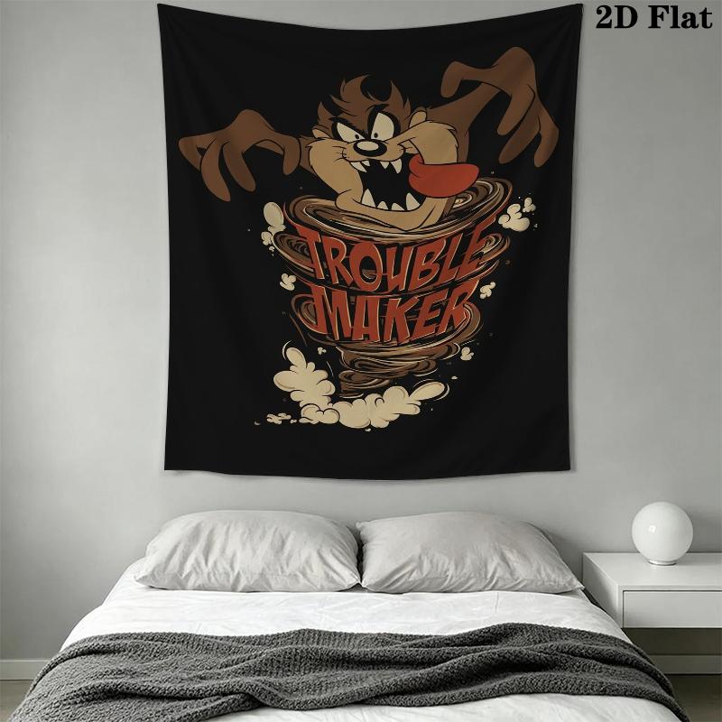 Tazmanian Devil Wall Tapestry Aesthetic Wall Hanging Printed Fabric Blanket Decorative Tapestries for Bedroom Living Room Home Decor