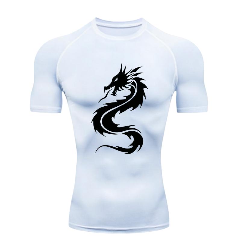 Dragon  Men's Sports T-shirt Training Fitness Compression Short Sleeve Rashguard for Men Athletic Tees Workout T-Shirt