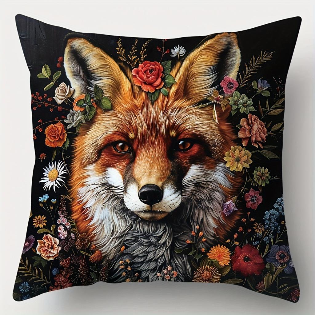 Home Decor FloralPatterned Animal Faces Pillow Covers Pattern Cushion Cover Suitable for Sofa Bedroom Car Pillow Cover