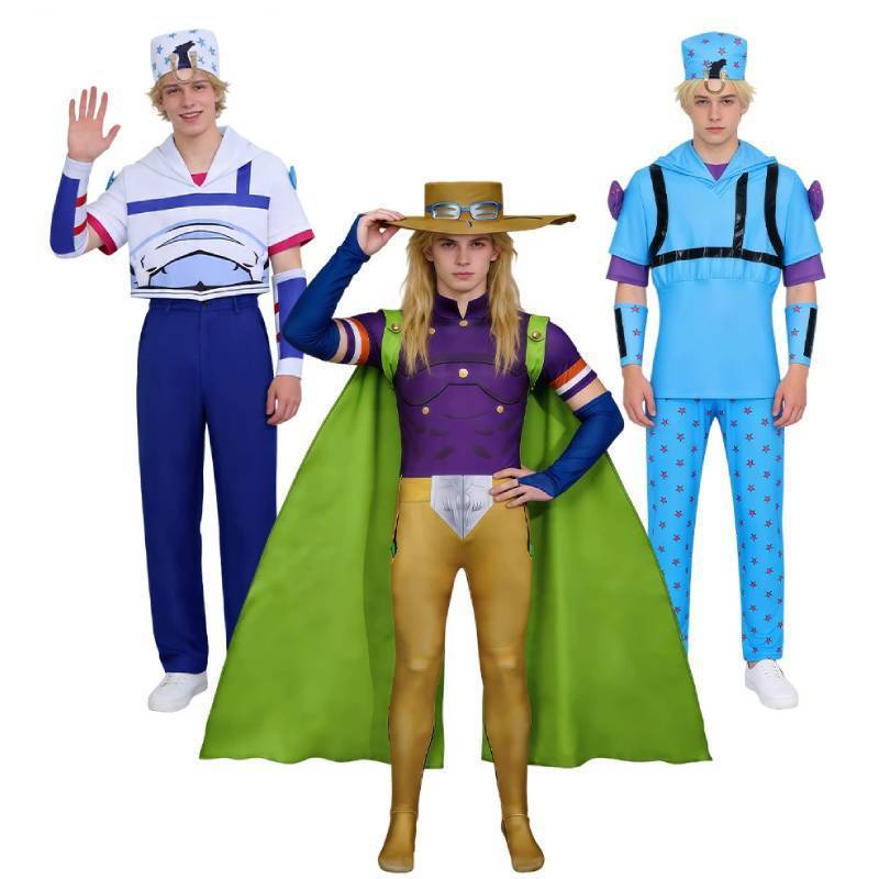 Jojos Bizarre Adventure Jonathan Joestar Cosplay Costume With Printed Fabric For Halloween Party