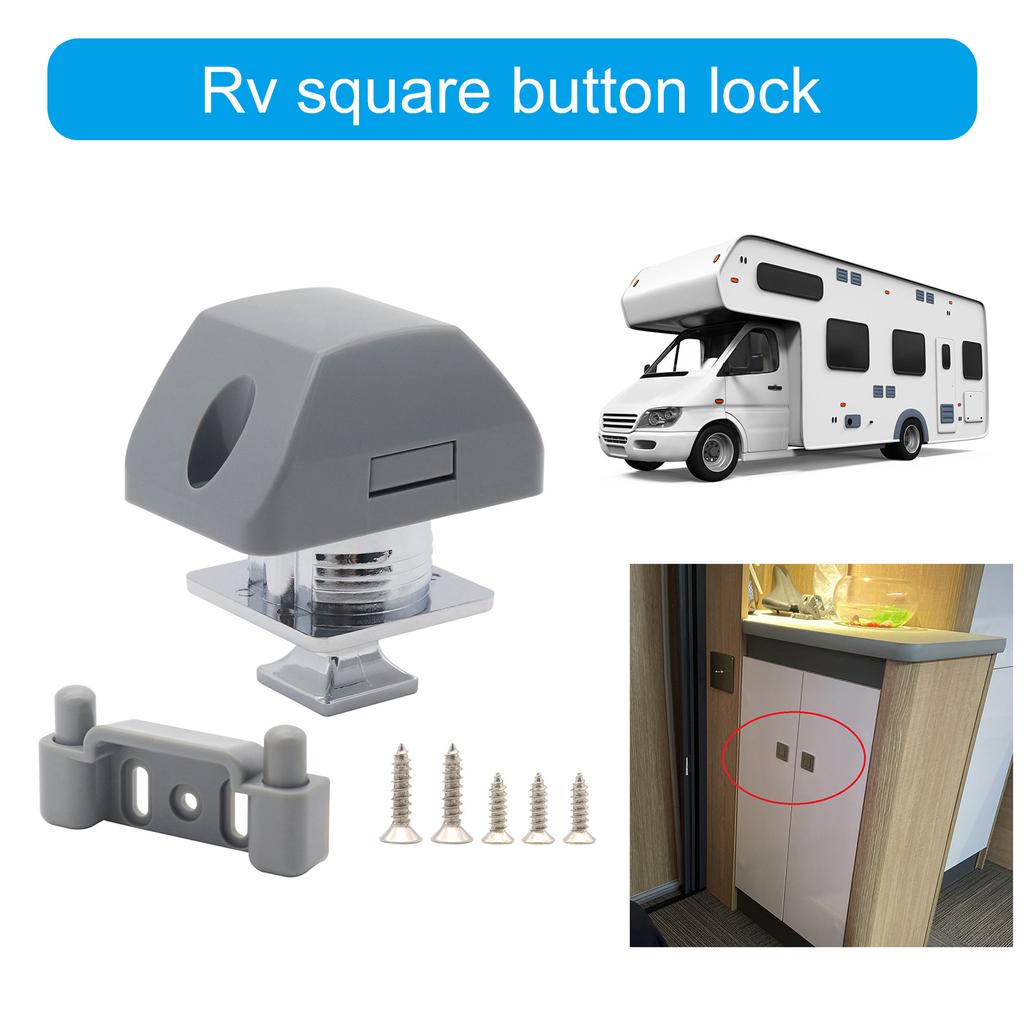 Square Button Latchs Push Lock Easy Installation Accessory for Motorhome Yacht Marine Cabinet Office Storage Engineered