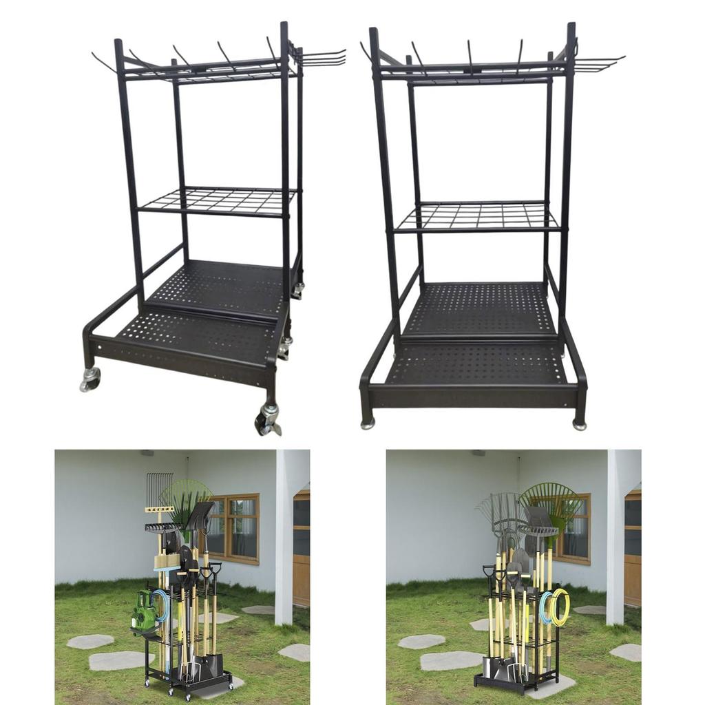 Yard Tool Steel Rack Storage Holder Organization Garden Patio Tool Organizer