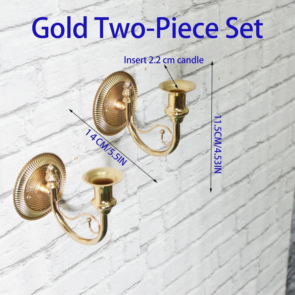 2 Pieces Candle Sconces Candlestick Holder Wall Mount Wall Decor Retro for Sticks Candles for Farmhouse Fireplace Dining Room