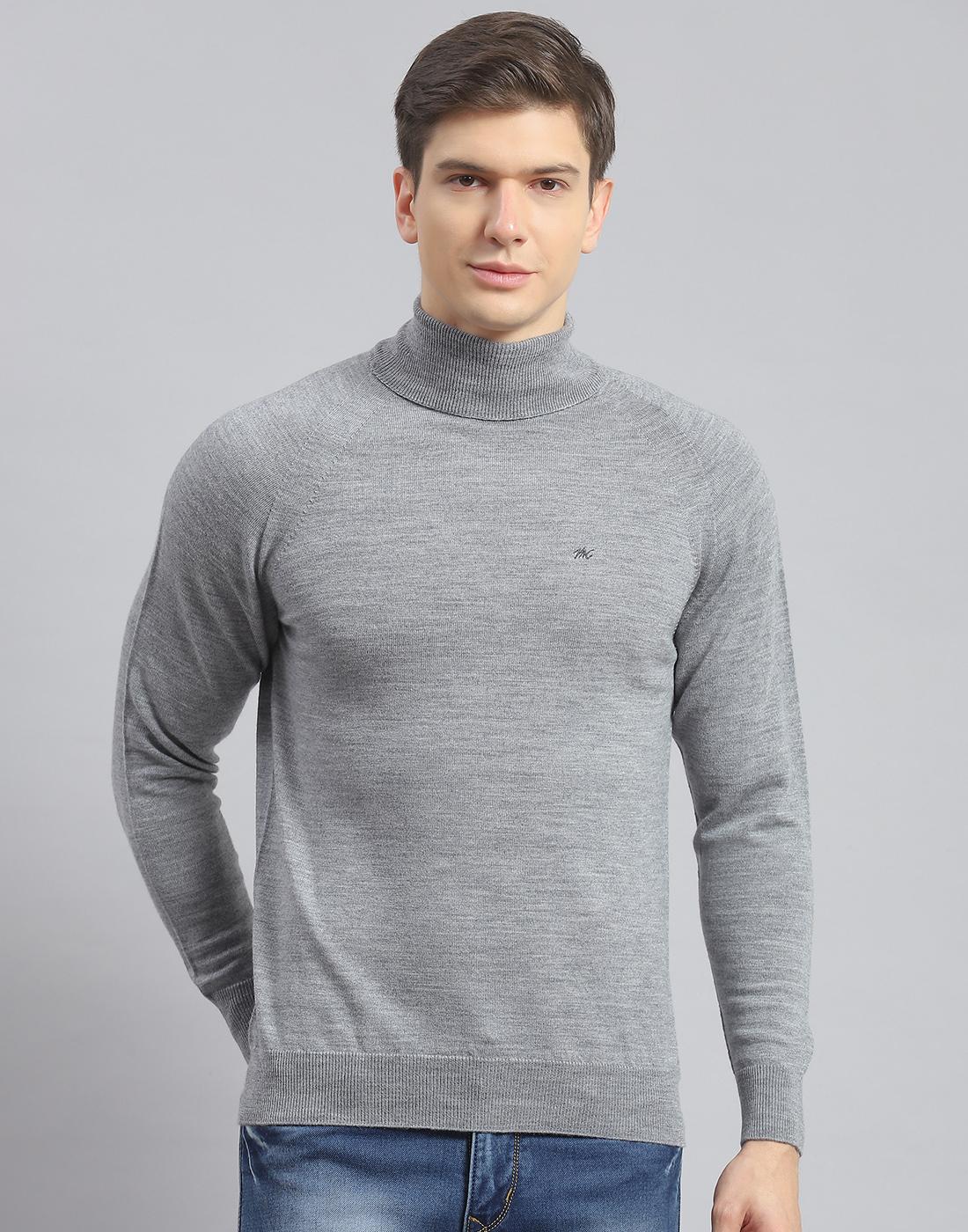 

Monte Carlo Mens Solid Grey Melange High Neck Full Sleeve Pullover 2XL серый
