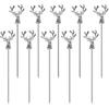 Ackron 10Pcs Cocktail Picks, Stainless Steel Cocktail Toothpicks, Deer Head Shape Cocktail Picks Reble Cocktail Skewers for Bar Party BBQ Snacks,