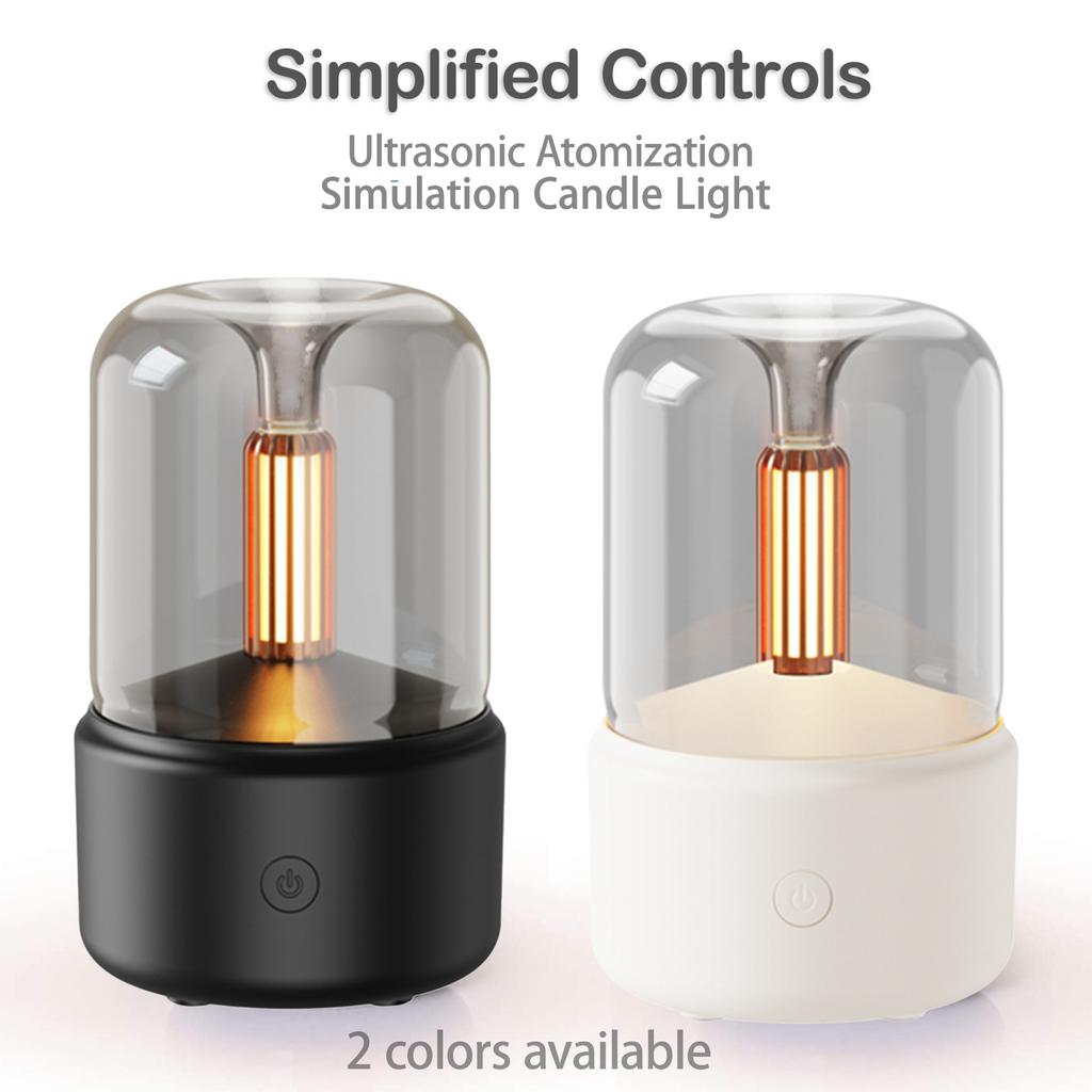 Candlelight Style Aroma Diffuser 120mL Mist Humidifier Warm White Night Light Quiet Essential Oil