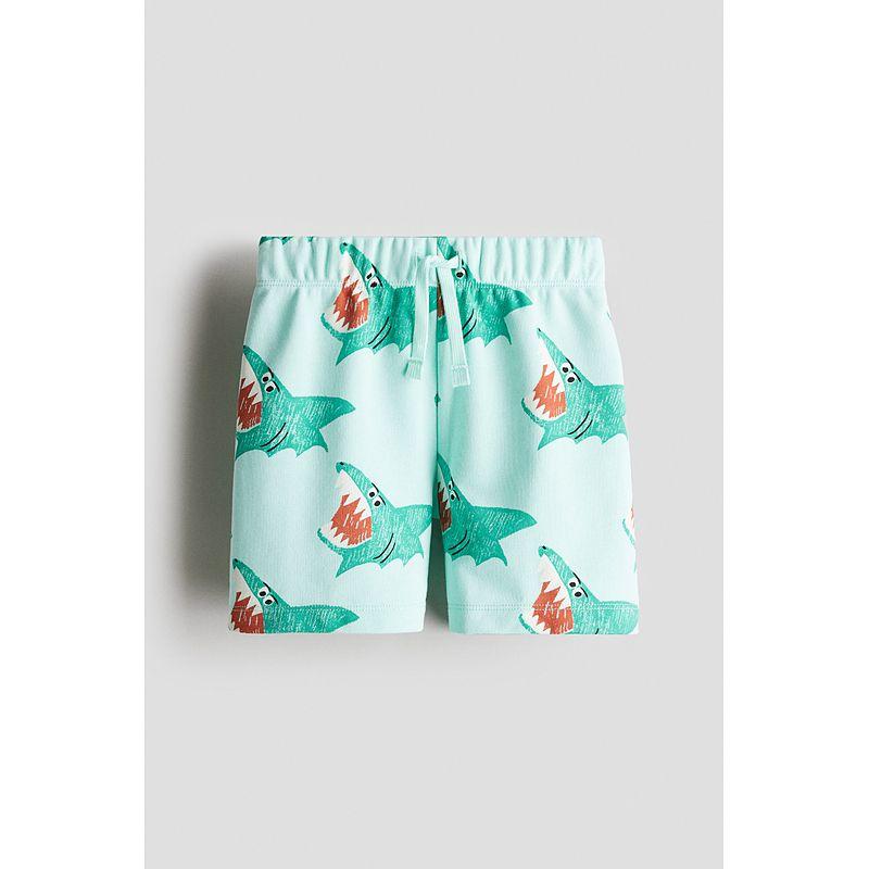 

HM Детская одежда Брюки для мальчиков Летние Детские Веселый принт Кулиска Эластичная талия Свободные Легкие Короткие Спортивные штаны 1228402 Turquoise/Shark 120/53