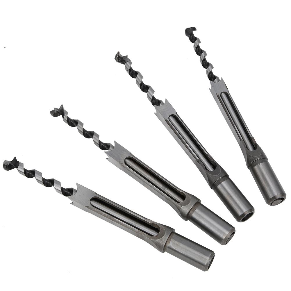 4pcs  Set 12.7?16mm Woodworking Square Hole Drill Bits Bearing Steel Square Hole Drill Bits