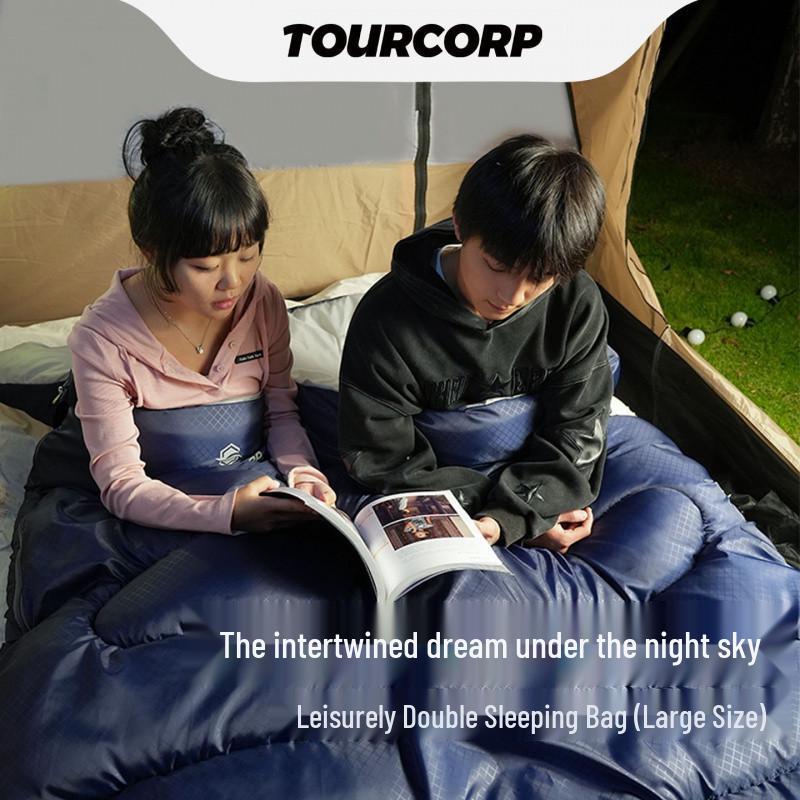 Double Adult Sleeping Bag: Portable, Thick Warm Quilt for Outdoor Camping, Autumn/Winter Use, Dual-Use Cold Protection