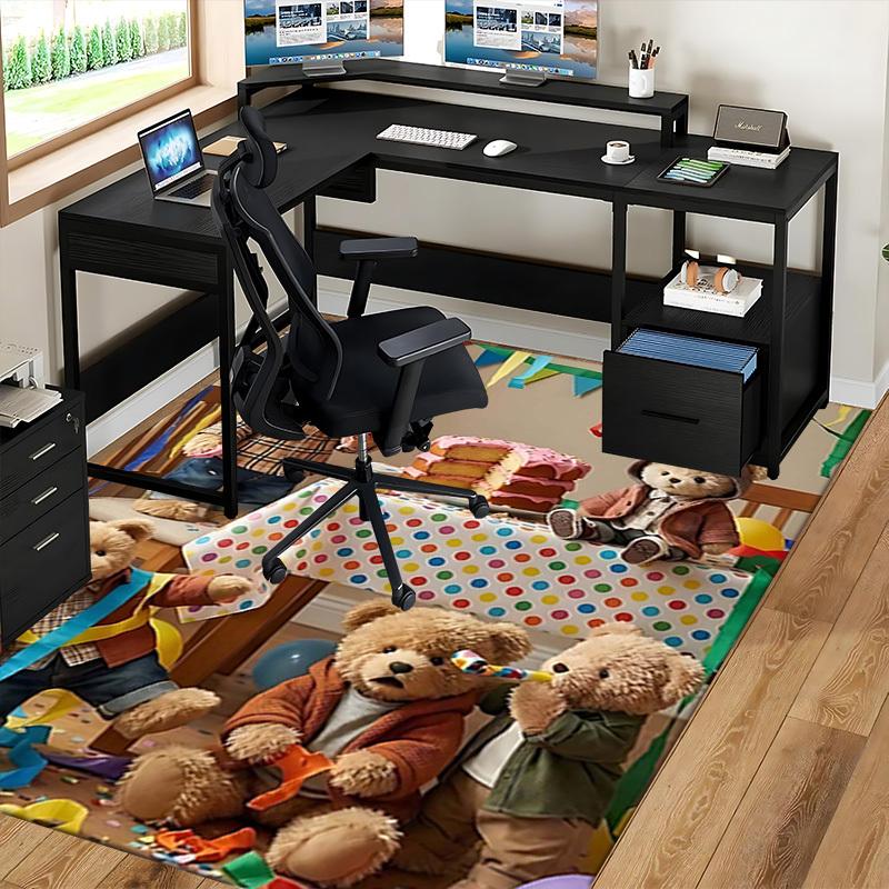 1pc Teddy Bear Party Chair Mat - Anime Cartoon Design, Festival Gift, Non-Slip Carpet for Office and Home Decorations.C023
