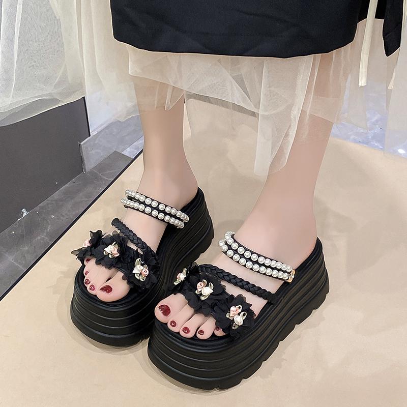 Fashion NEW Designer Women Summer Chunky Sandals Platform Slippers 8CM High Heels Ladies Slides Beach Flip-Flop Woman Sandalias De Mujer