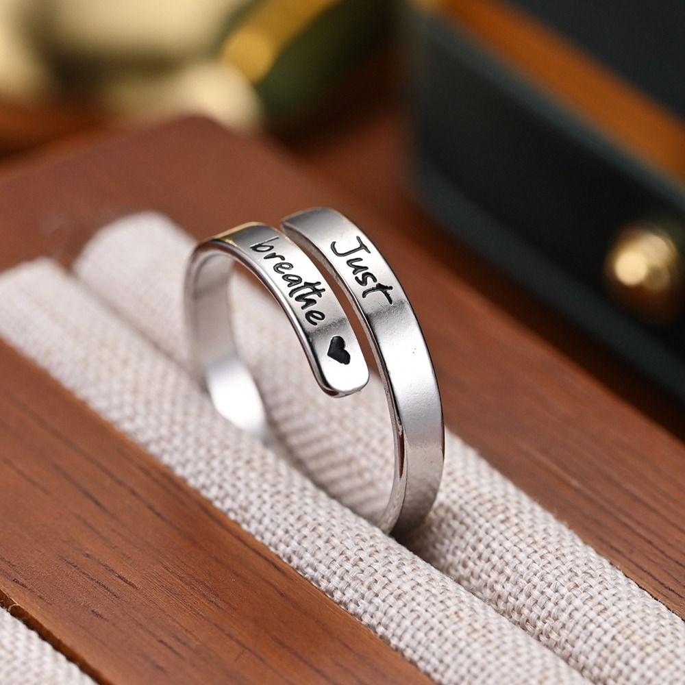 Minimalist Letter Spiral Wrap Inspirational Ring Chic Geometric Personalized Initial Ring
