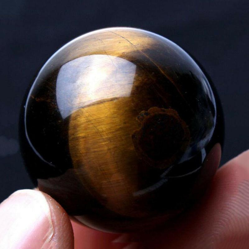 Genuine Natural Tiger Eye Quartz Crystal Sphere In Dark Yellow For Concentration And Balance