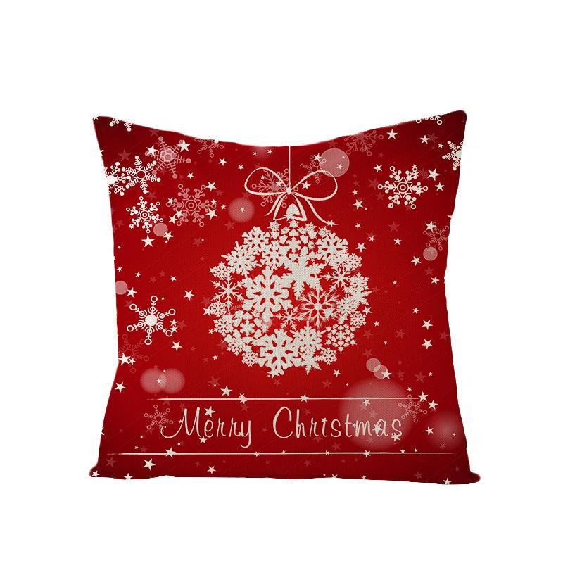 Cartoon Printed Polyester Pillow Cover Christmas Cushion Cushion Cover Red Christmas Home Decoration