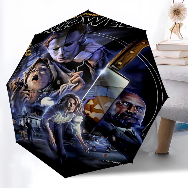 Printed The Revenge of Michael MyersPrinted Folding Umbrella,Outdoor,Leisure,And Travel Umbrella,Durable Umbrella Fabric,Birthday And Holiday Gift