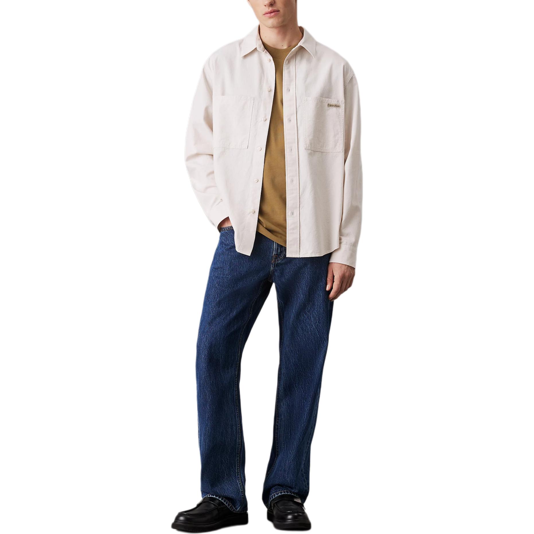 

Calvin Klein Casual Solid Loose Pointed Collar Long Sleeve Shirt Men shirts Moonlight J30J326726-PDH S