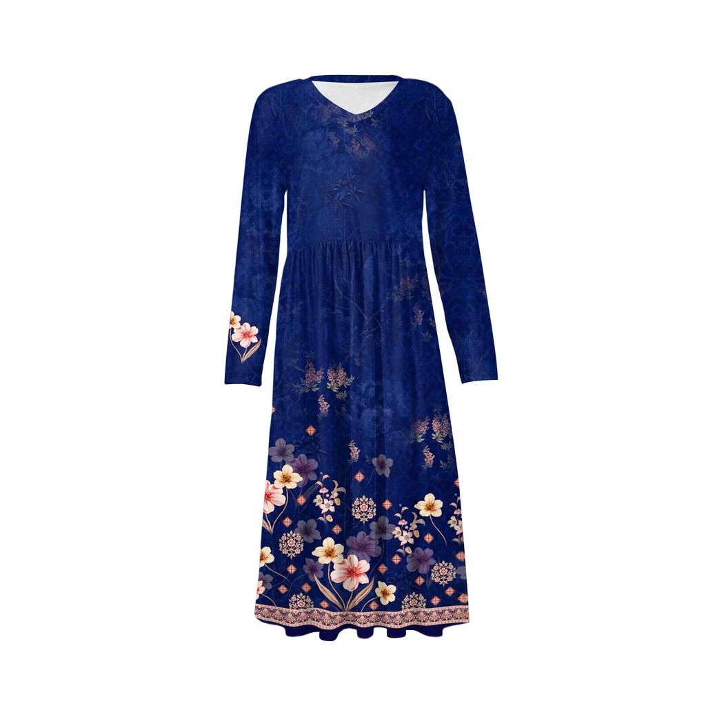 Dame Mote Kjole Vår V-hals Langermet Kjole