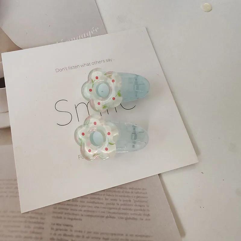 2pc Fashion Cute Plaid Flower Small Hairpin Hair Side Clips for Women Girls Child Gift Hair Accessories Headwear Ornament