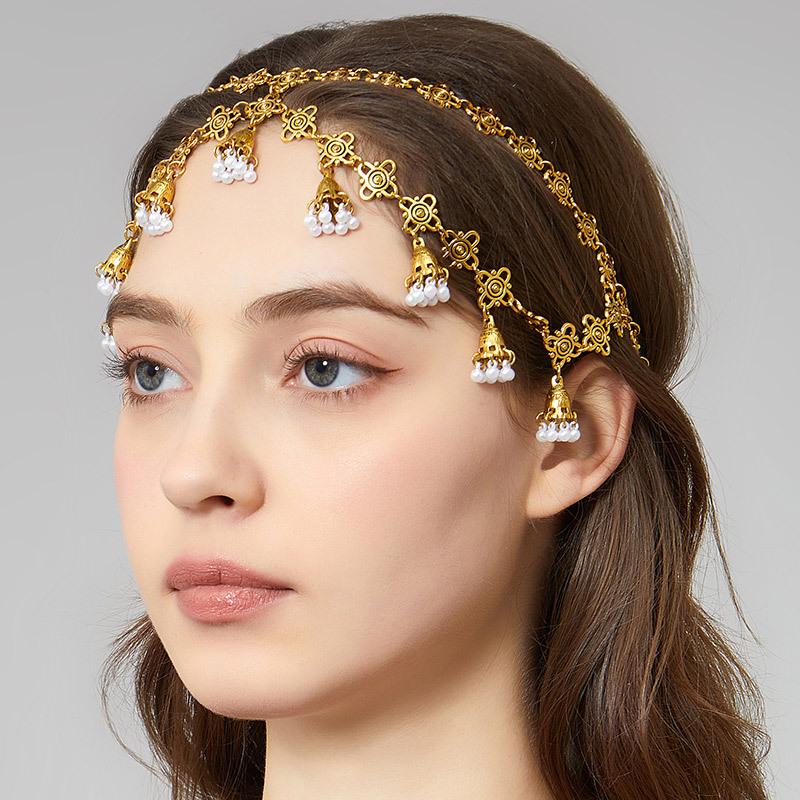 

Vintage Ethnic Style Tassel Forehead Chain Headpiece , Creative Fashion Hair Accessories for Women , Bohemian Tribal Hea белый