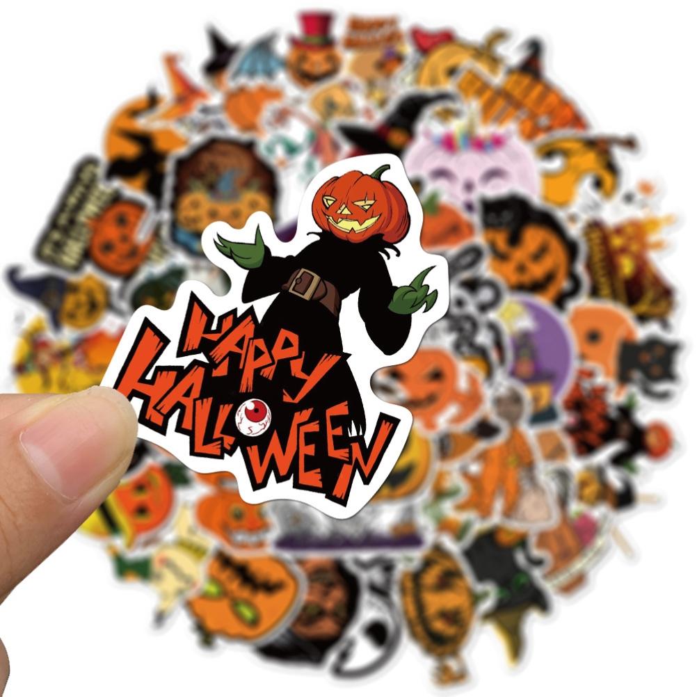 Halloween Stickers 100 Cute PVC Water Bottles Notebook Scrapbook Pumpkin Stickers Halloween Waterproof Decorations