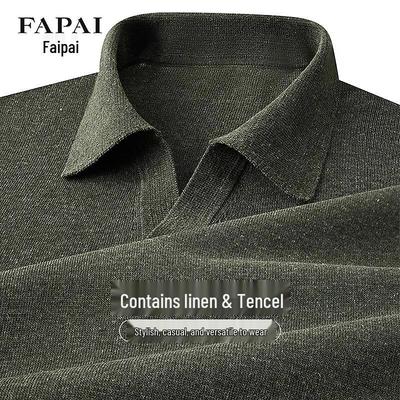 Polo tricoté à manches courtes en mélange de lin pour homme FAPAI