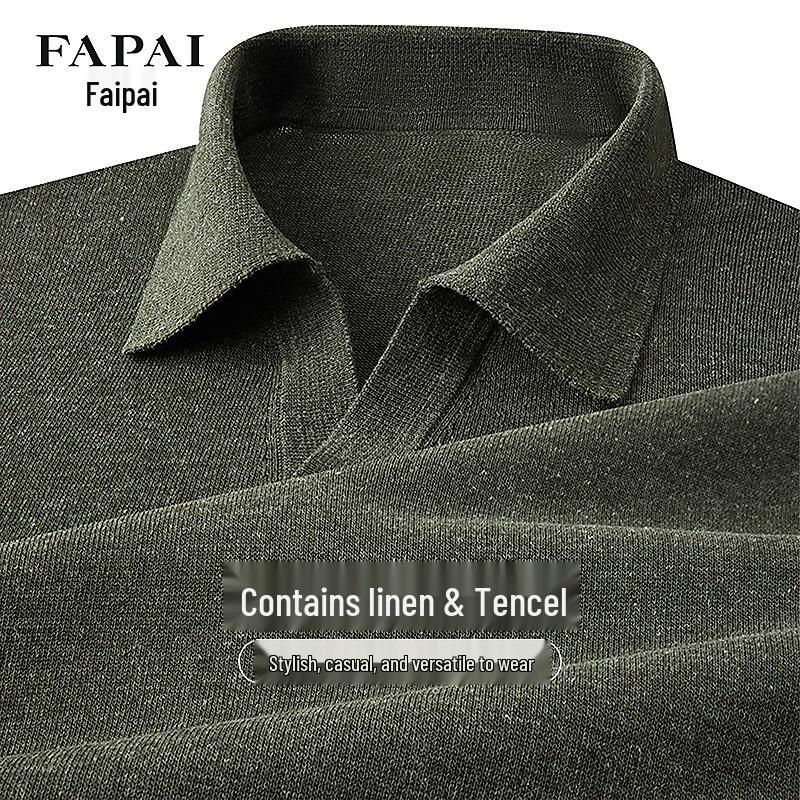 

FAPAI Men s Linen Blend Knitted Short Sleeve Polo Shirt M (48)