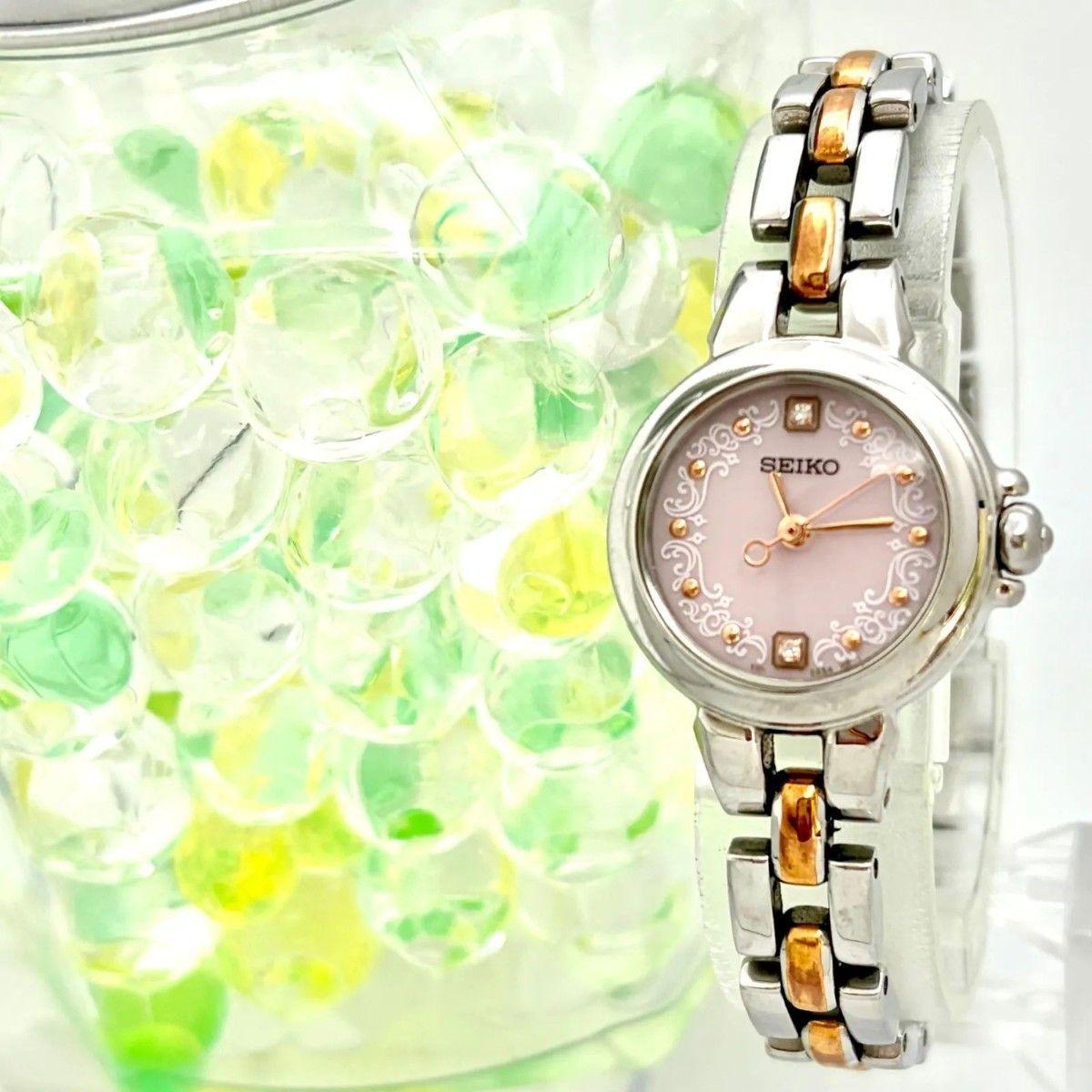 [Operation] SEIKO Solar 2P Diamond Ladies Watch Pink V111-0GA0 110208
