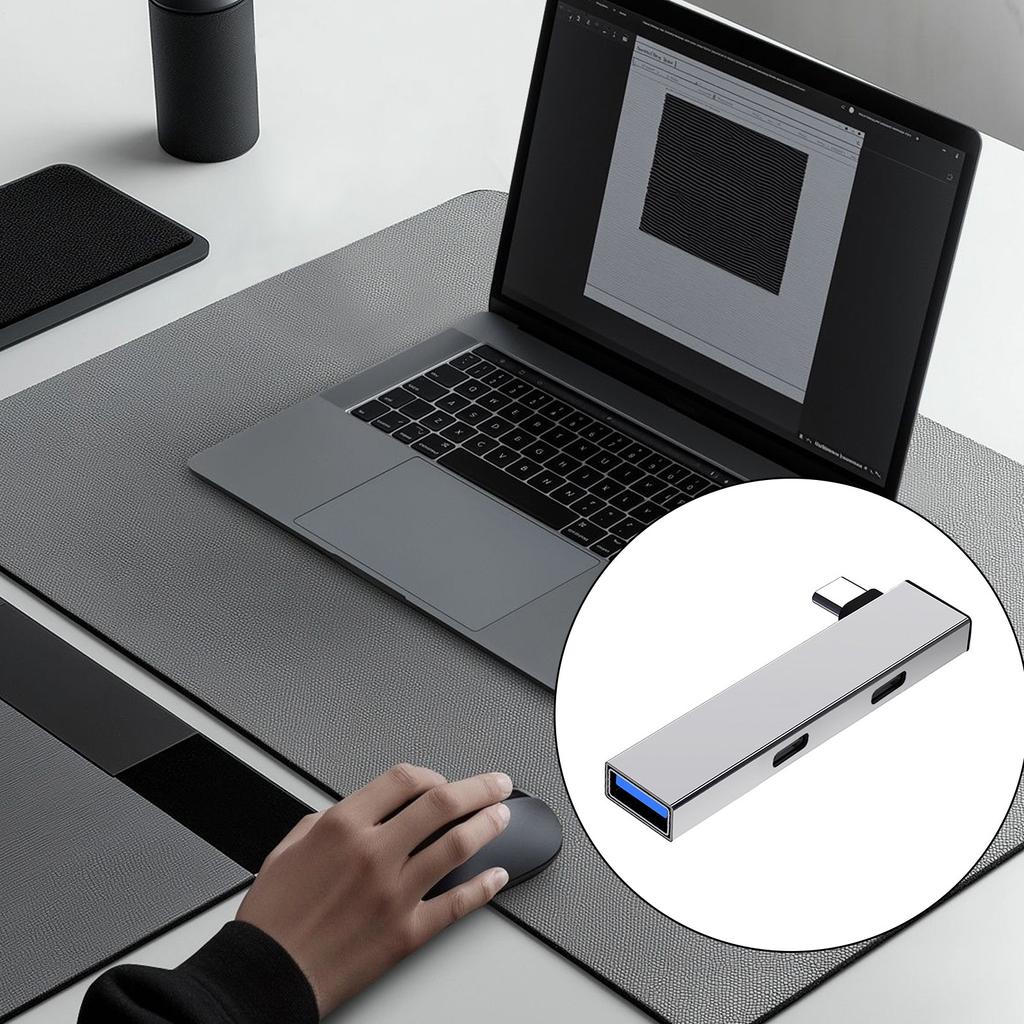 4 i 1 USB C-hub med USB C USB-portadapter Type C til 2Type C+USB-adapter USB-hubadapter USB-splitter USB-utvider