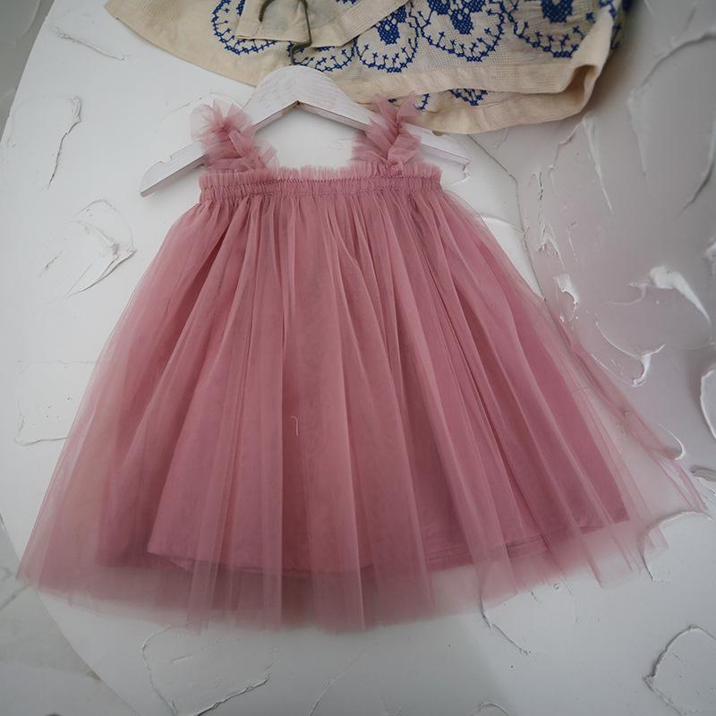 Летнее распродажное платье-принцесса с оборками из сетки для девочек 90 cm